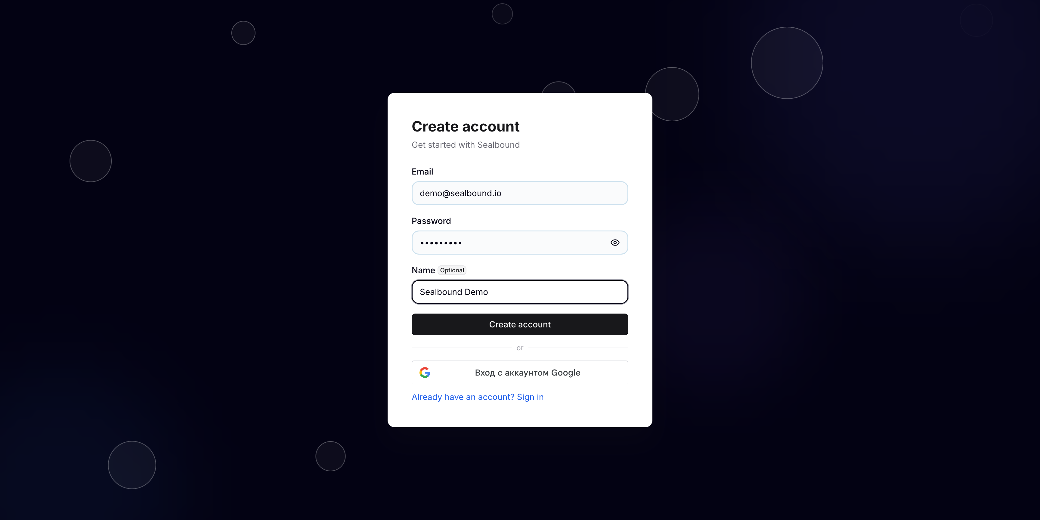 Create account