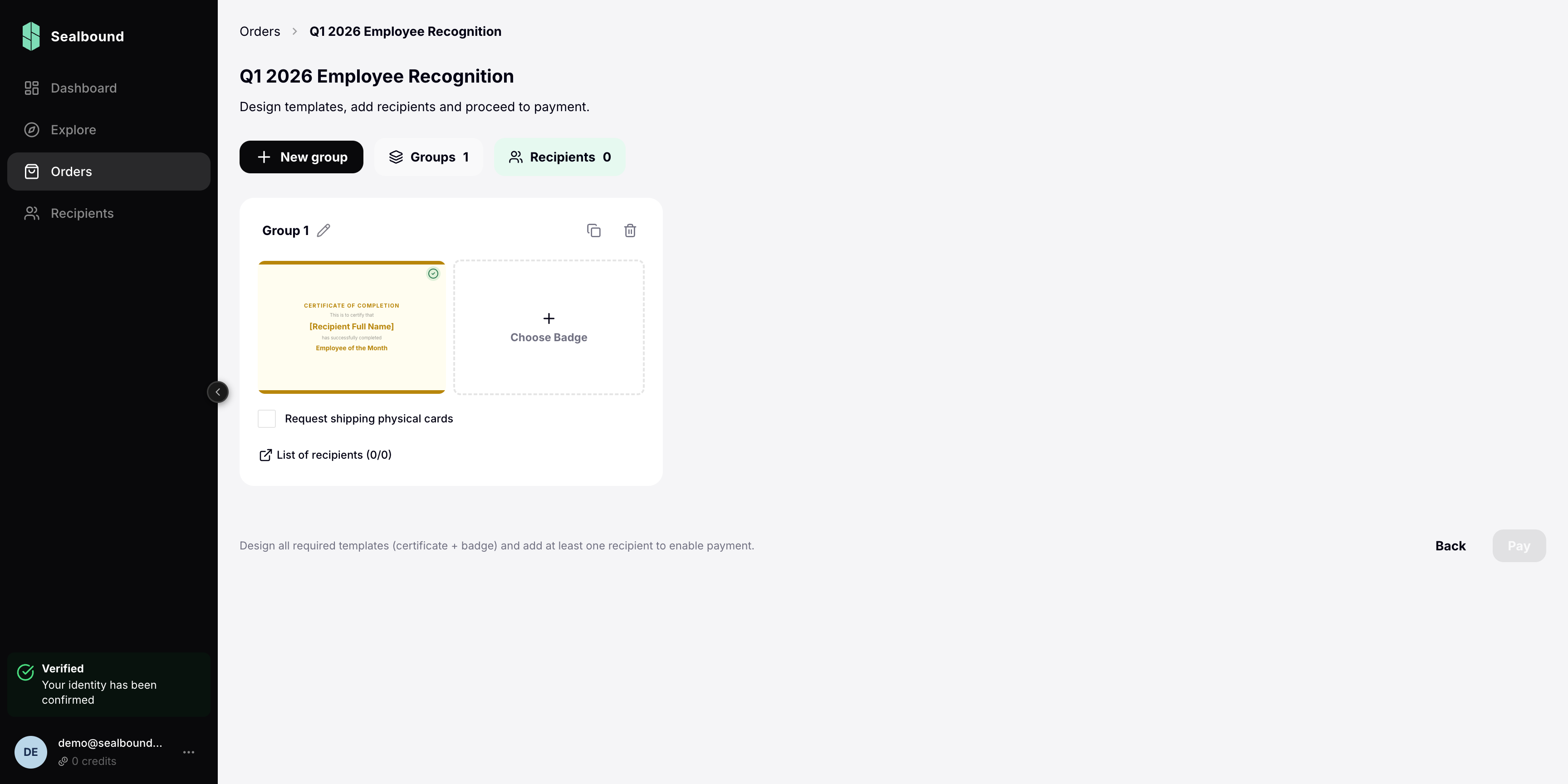 Order detail with groups