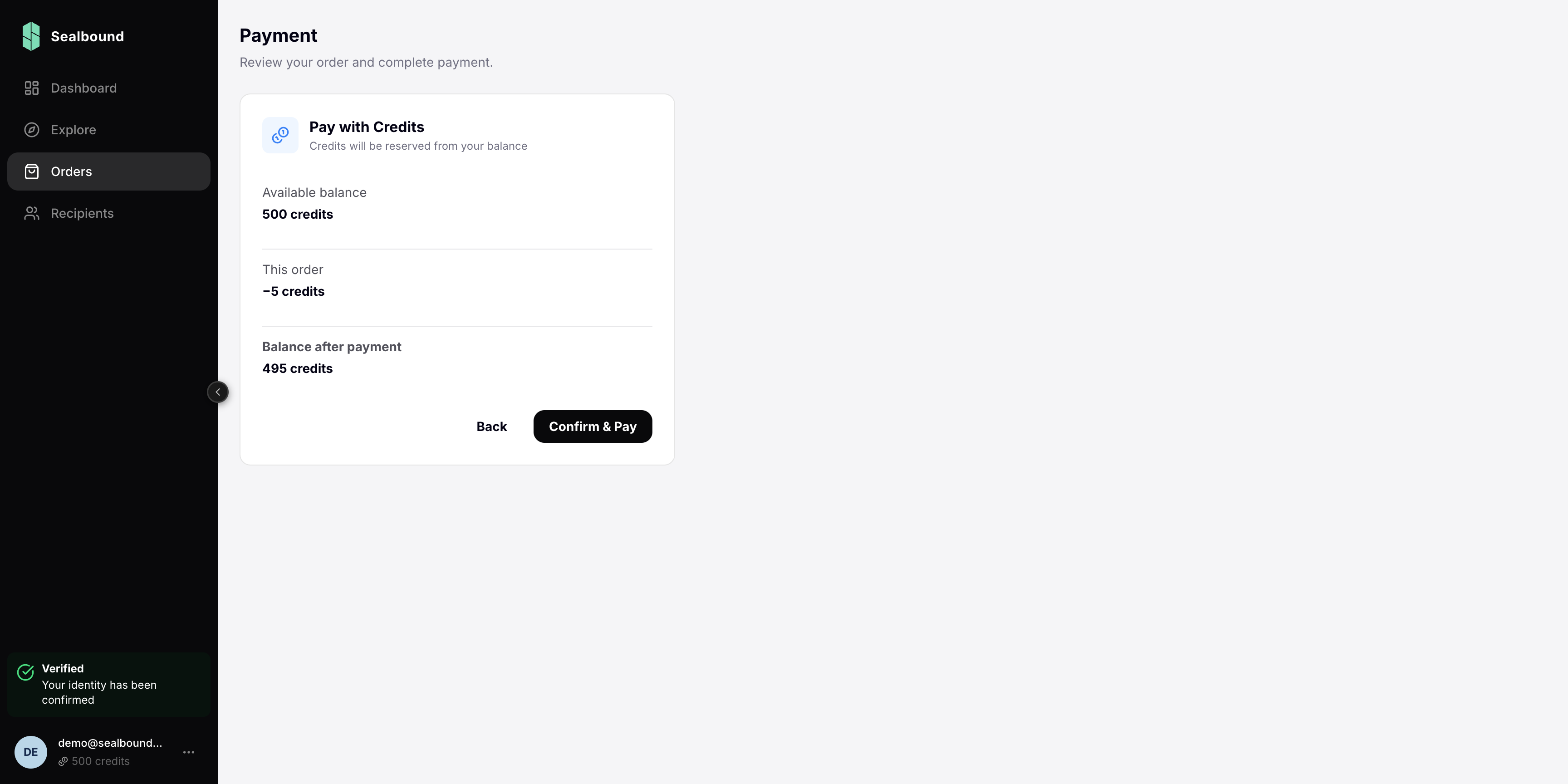 Payment with credits